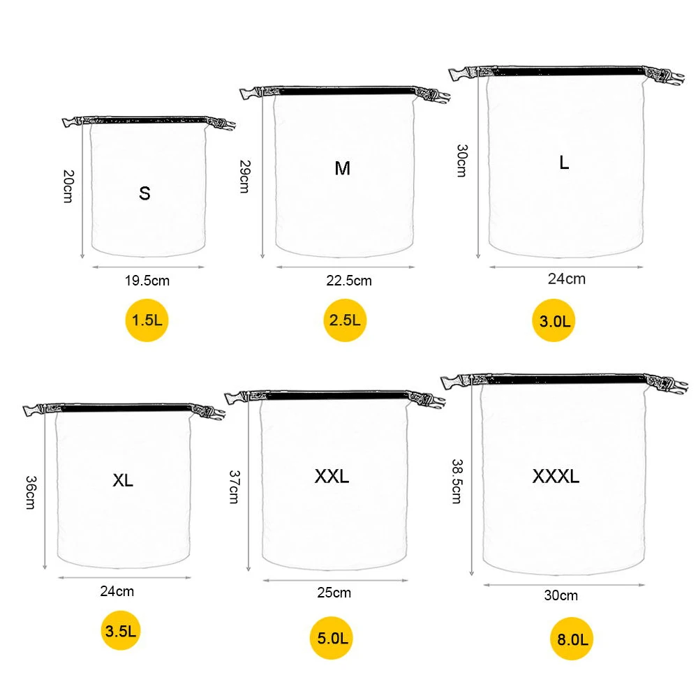 6 PCS Outdoor Waterproof Bag Dry Sack for Drifting Boating Floating Kayaking Beach Waterproof Beach bag Durable dry bag 5