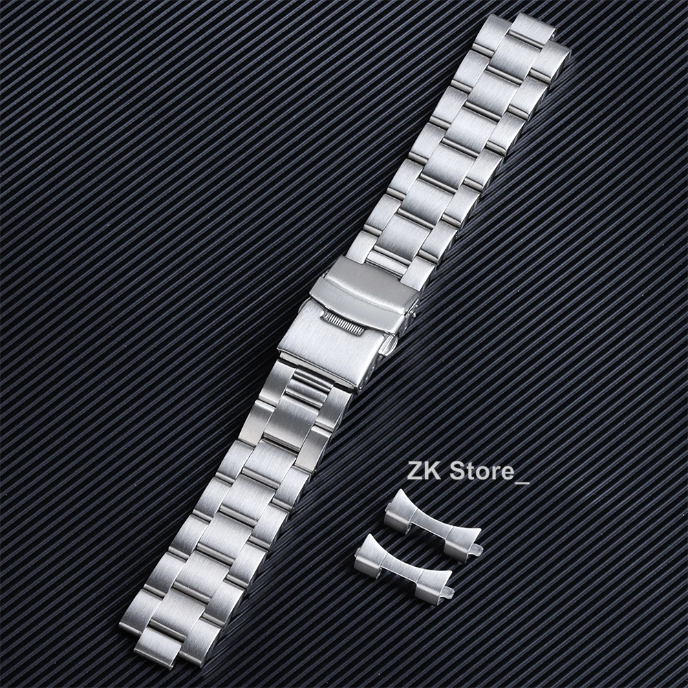 Men's Curved End Stainless Steel Watch Bracelet - Premium Metal Strap, 20mm/22mm