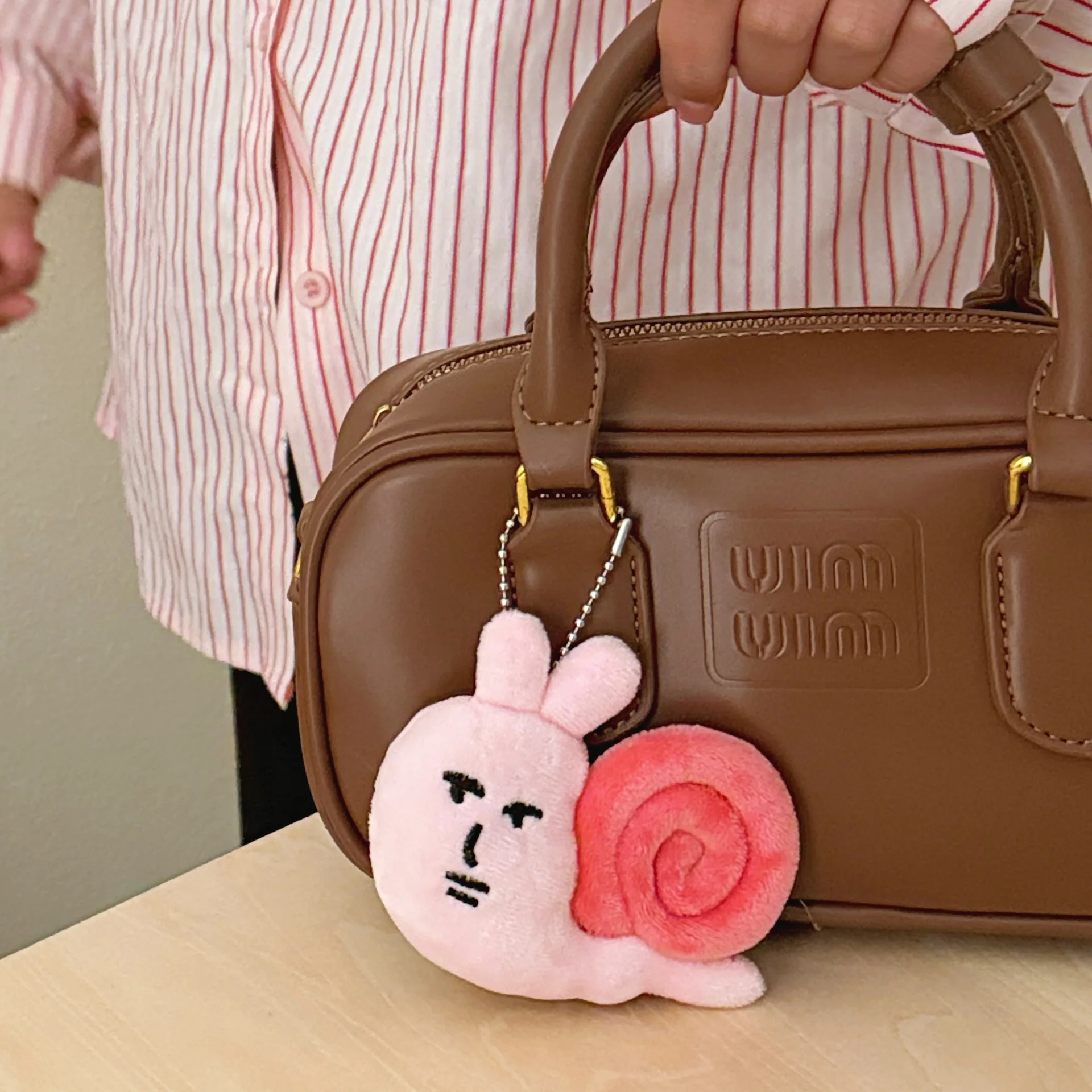 2 Pcs Tricky Cat Pink Rabbit Snail Doll Pendant Creative Plush Doll Keychain Pendant Couple Gift