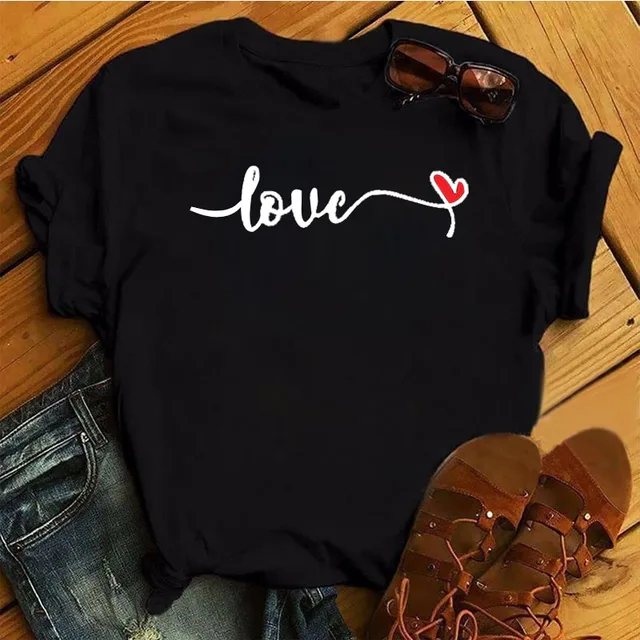 Than Heart Women's T-shirt Harajuku Love T Shirt Women Fashion Ladies Black Graphic T Shirts Women 2022 New Summer Femme Clothes JB395