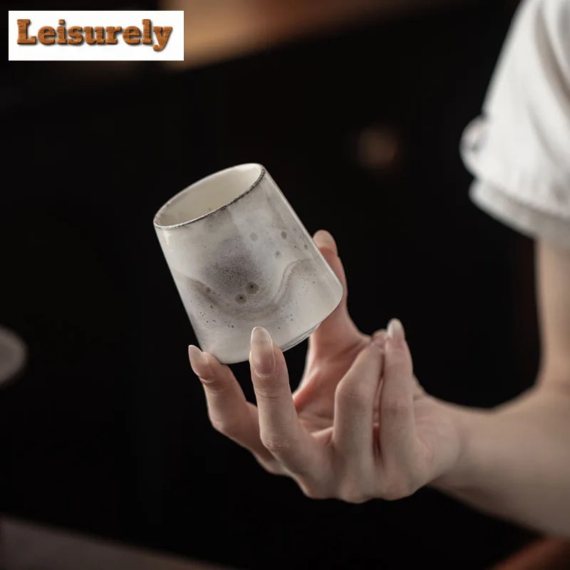 120ML Ink Painting Zhiye Roasting Teacup Creative Tea Bowl Tea Pair Tea-tasting Smelling Cup Jianzhan Master Cups Chinese Teaset