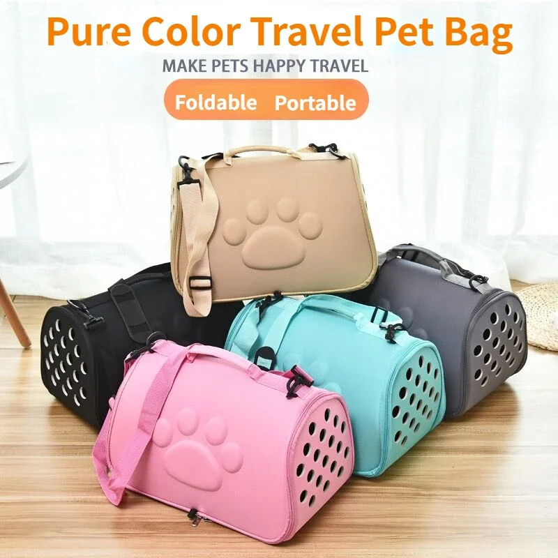 

Pure Color Travel Pet Bag Carrier Cat Bag Breathable Folding Small Dog Outdoor Single shoulder Bag Pet Carrying