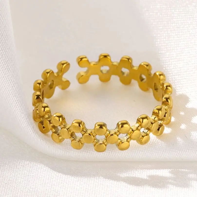 Stainless Steel Ring for Women - Unique Cross & Bead Design