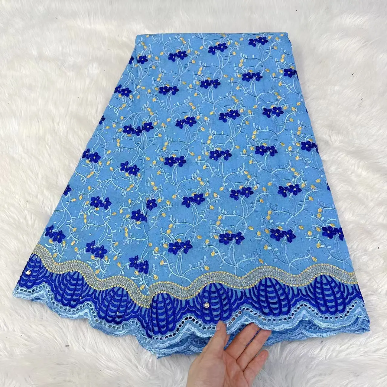 

5Yards Swiss Voile Lace African Lace Fabric 2023 Latest Embroidery Swiss Lace Fabric African 100% Cotton Fabric For Dress h16-13