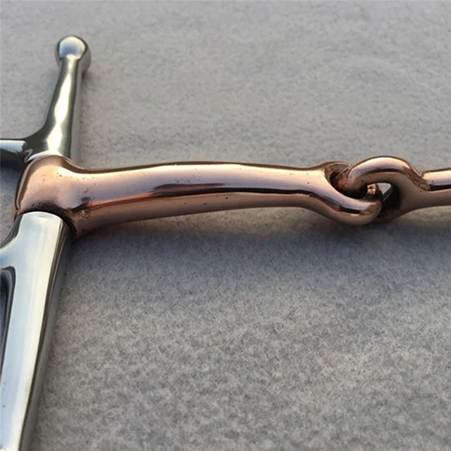 Full Cheek Stainless Steel Equestrian Flexible D Ring Loose Set Horse Bit Buckle Double Joint Copper Mouth 6