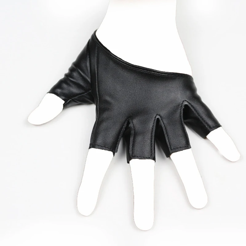Модные женские облегающие полуперчатки из искусственной кожи, сексуальные варежки с полупальцами, женские короткие перчатки для шоу, черные Новые популярные