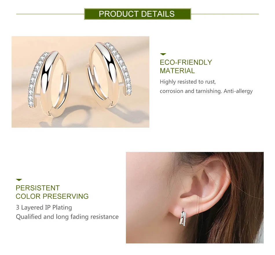 ZDADAN 925 Sterling Silber 10 mm Zirkon-Creolen für Damen, Modeschmuck, Geschenke – Detail 2