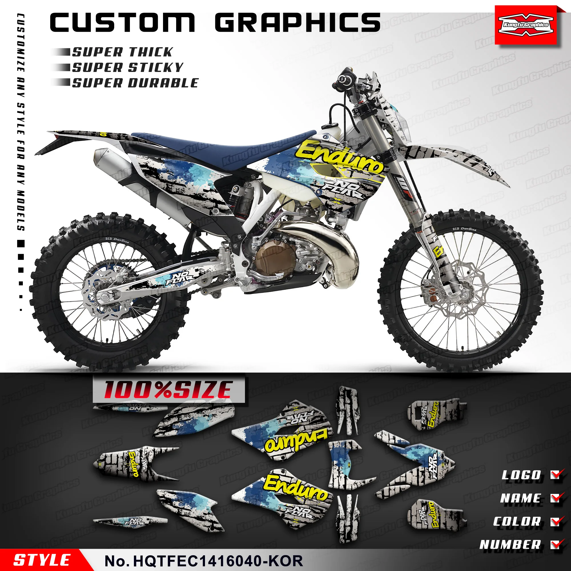 KUNGFU GRAPHICS Motocross Motorcycle Decals MX Sticker Kit Deco for Husqvarna TE FE TC FC 125 250 300 350 450 501 2014 2015 2016 maisto 1 12 motorcycle scale te husqvarna te125 2016 dirt bike motocross moto enduro diecast