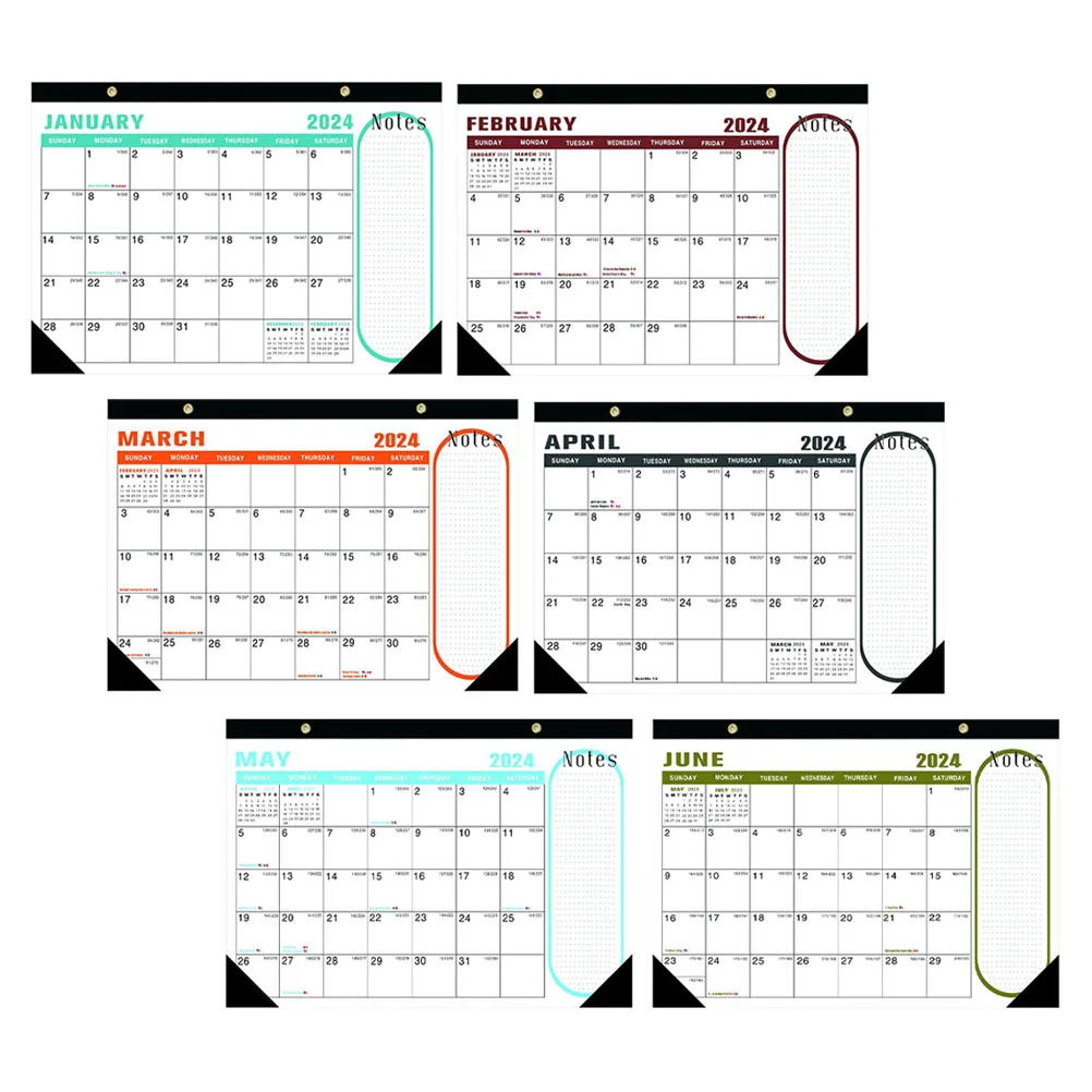 2024 English Wall Calendar Hanging Monthly Daily Clear Printed Household Desk Calendars Office Delicate Hand Torn