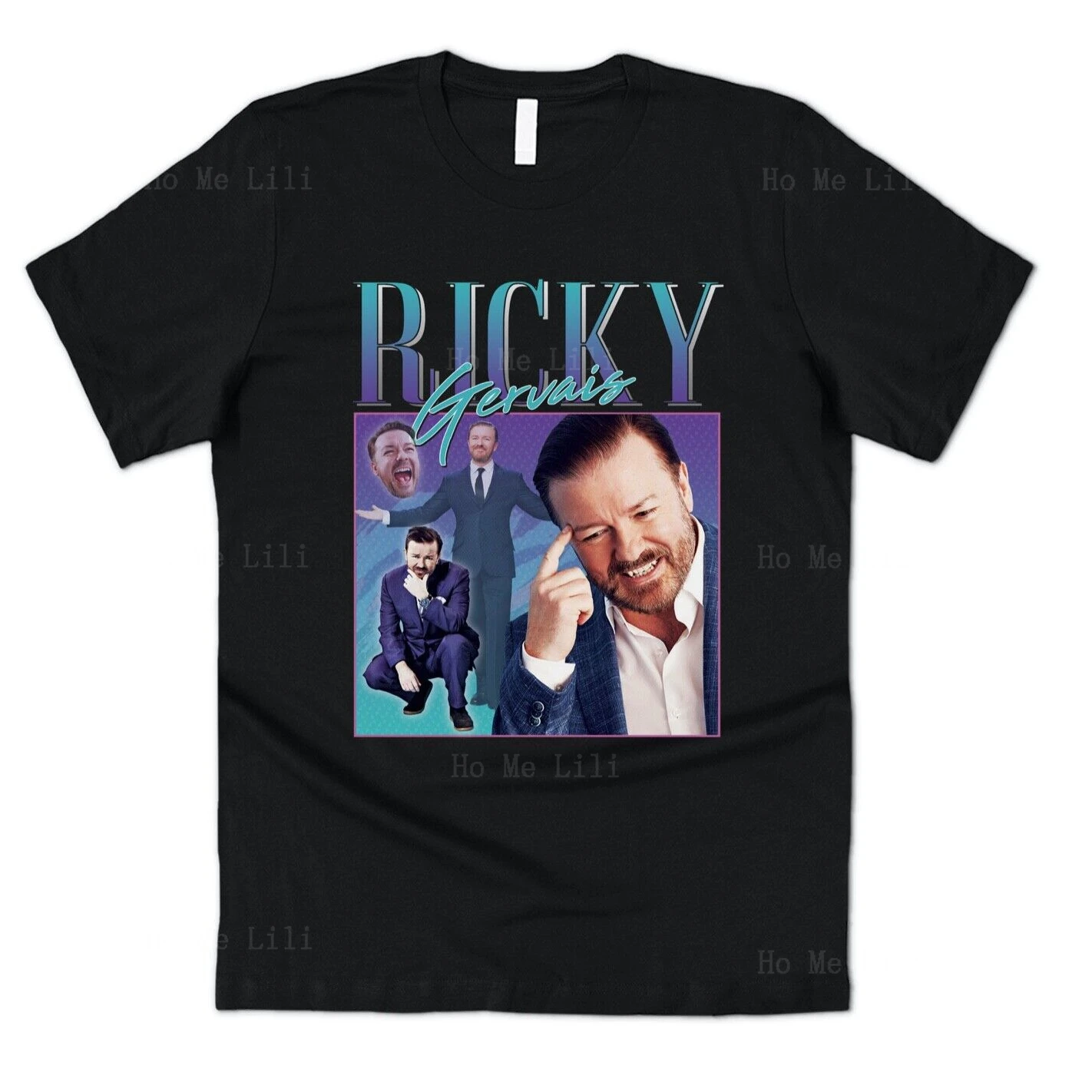 Divertente Uk Comic Icon Legend Anni '90 Retro Rick Gervais Omaggio Designer T-Shirt