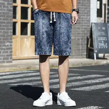 

Cotton Denim Shorts Men's 8XL Plus-size Clothing Fashion Heavy Craft Leaven Washing Retro Wear Pant Straight Loose Hot Pants