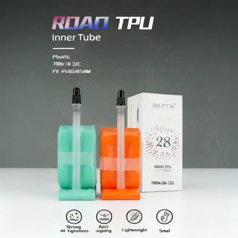 BKPTX 1개/2개 28g 오렌지색 자전거 TPU 이너 튜브 700X18 25 28 32 로드 자전거 TPU 소재 타이어 65mm 길이 프렌치 밸브