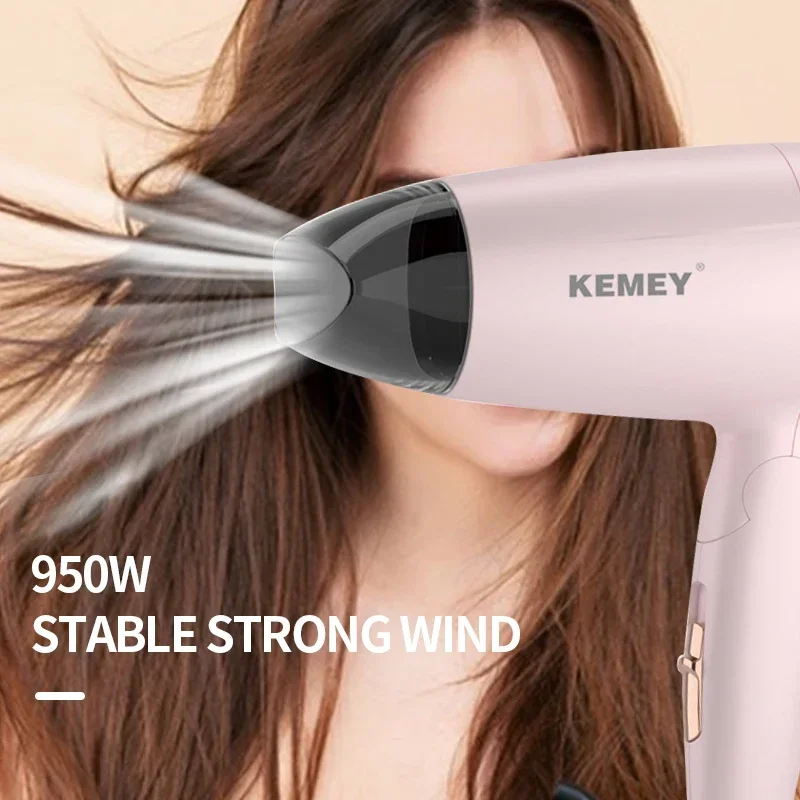 Kemei KM-6837 simple foldable household color portable hair dryer, negative ion constant temperature hair care hair dryer 5