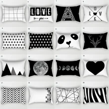 

Black And White Geometric Peach Skin Pillowcase Home Decor Velvet Map Arrow Pillow Cover 30x50cm Decorative Pillows Case