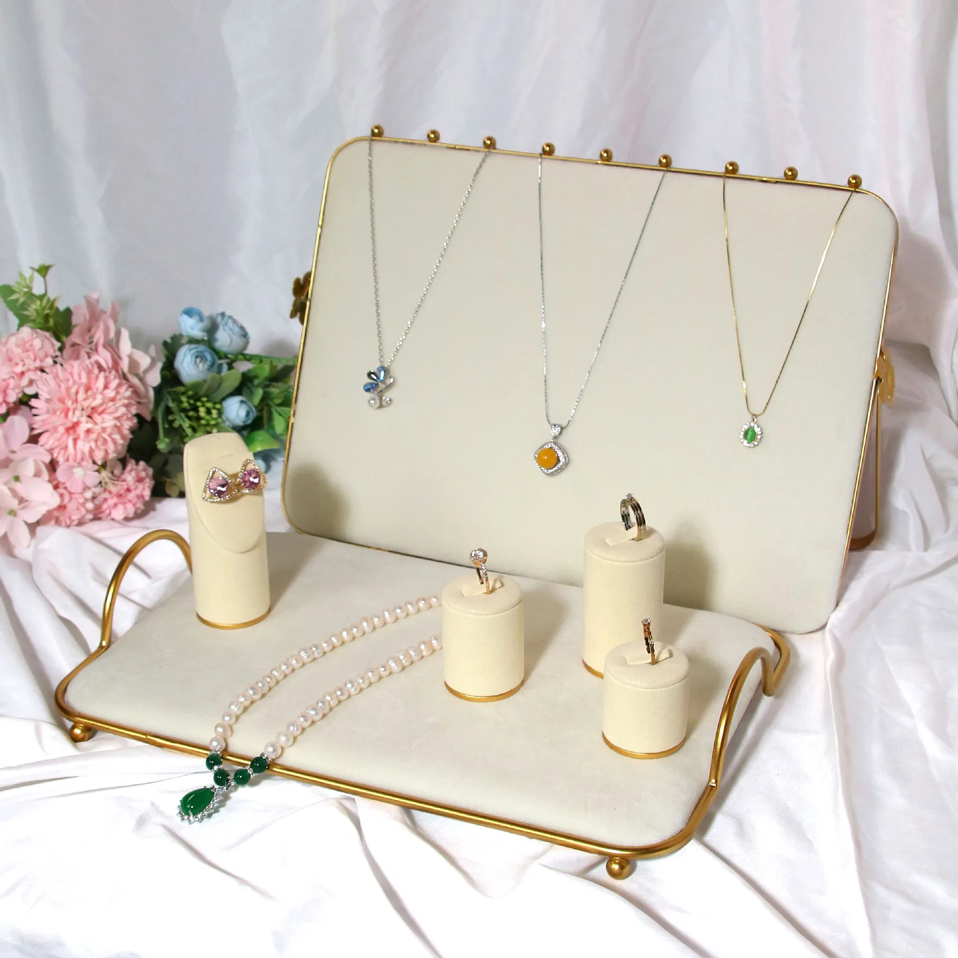 Top Selling 4Colors Velvet Necklace Earrings Jewelry Display Window Shop Storage Bust Jewelry Holder Necklace Display Stand top selling 4colors velvet necklace earrings jewelry display window shop storage bust jewelry holder necklace display stand