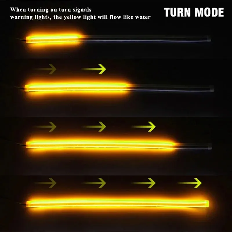 2 Pezzi Luci di Guida per Auto, Lampade LED DRL Diurne, Indicatori di Direzione Lampeggianti, Fari Fendinebbia Ausiliari Universali - Image 3
