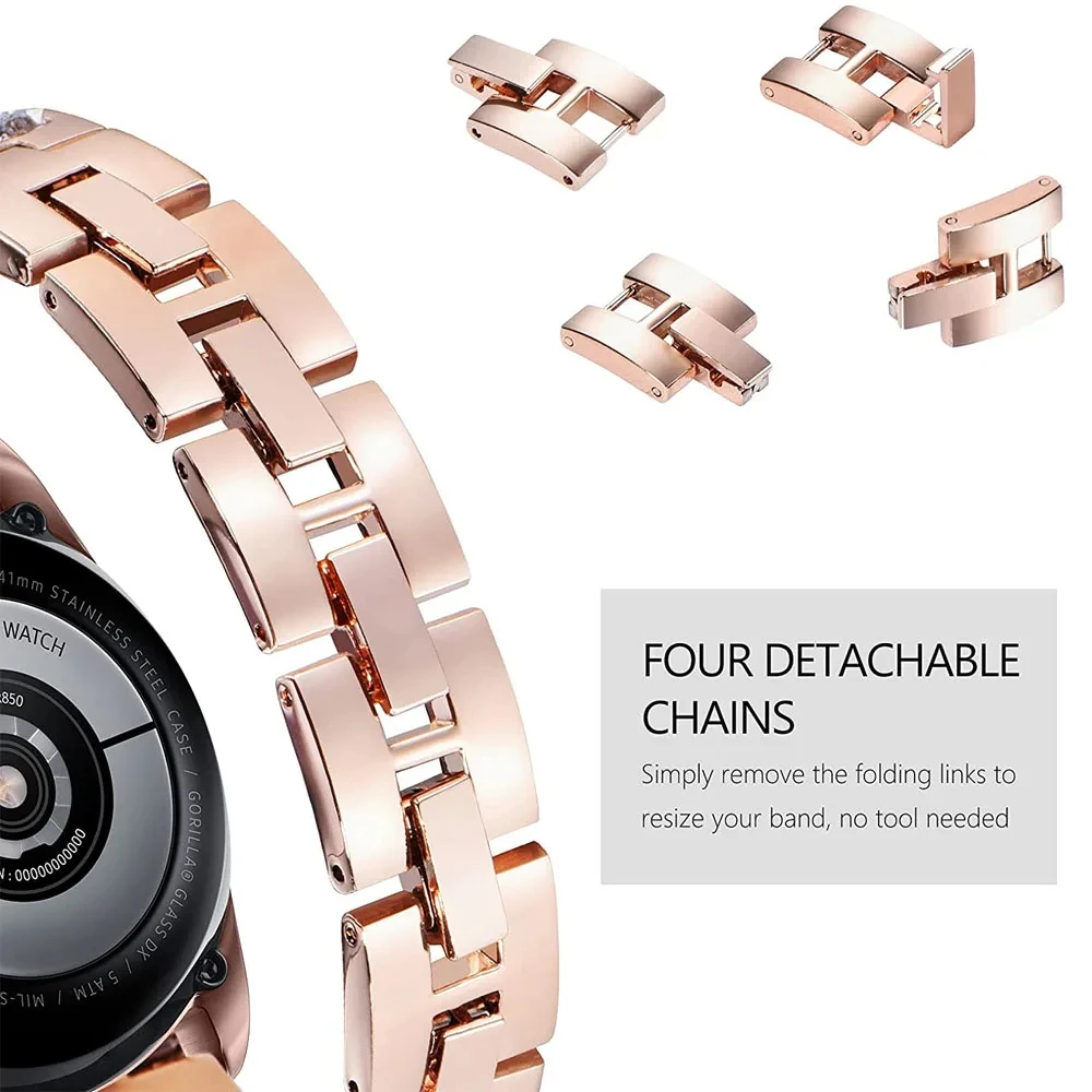 Elegant Bling Metal Watchband Bracelet - 22mm Strap
