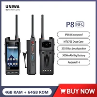 UNIWA P8 4W DMR/Analog Dual Mode Walkie Talkie Touch Screen Waterproof 5000mAh UHF Smart Zello Mobile Walkie Talkie Android 14 1
