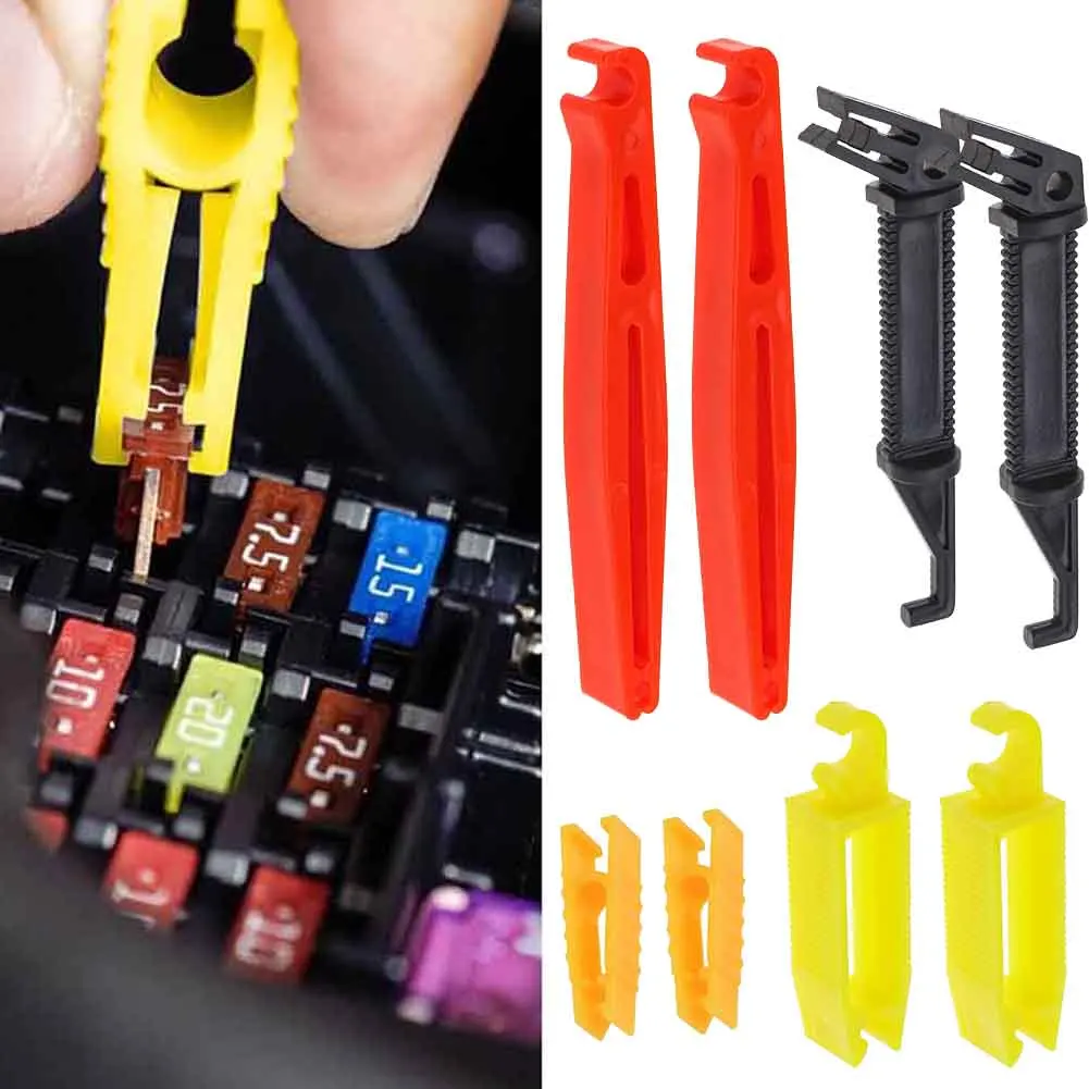 Car Fuse Puller Fuse Clip Tool Extractor Removal Universal Mini Plastic Blade Puller For Car Holder Accessories fuse puller 8Pcs