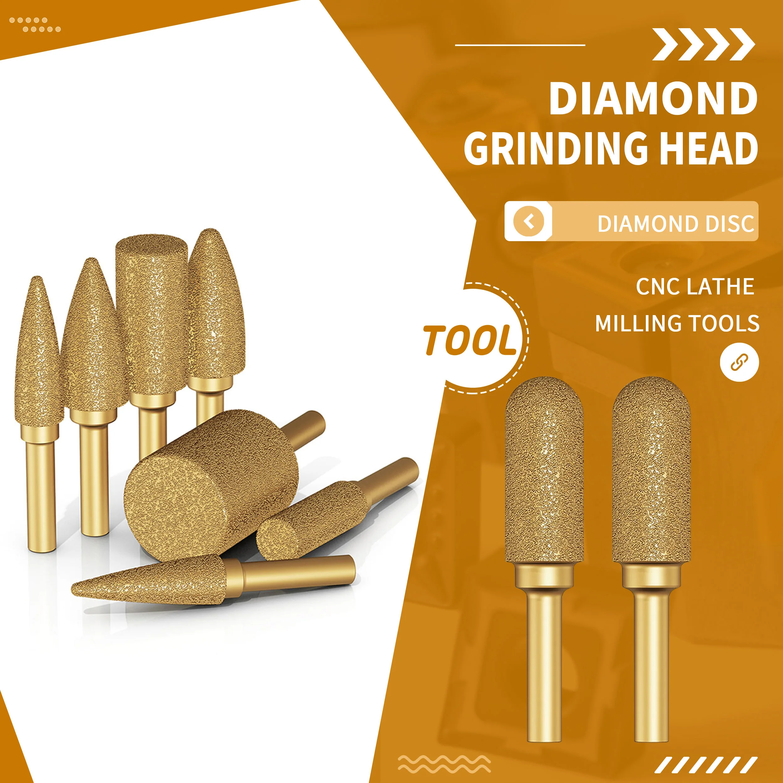 

6mm Diamond Grinding Head Cylindrical Bullet Alloy Jade Cast Iron Grinding Rod Hand Electric Drill Polishing Brazing Grind Head