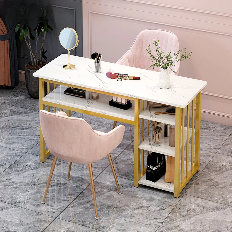Exquisite Modern Nail Desk Professionals Beauty Simple Vanity Manicure Table Golden Japanese Manicure Tafel Furniture HD50ZJ
