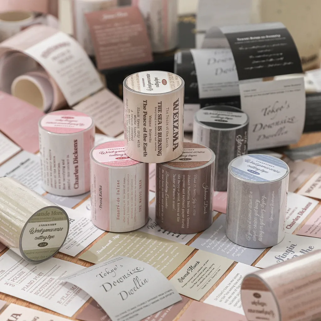 English Word Paper Tapes Decor Junk Journal DIY Scrapbooking Supplies Collage Stationery Aesthetics Tapes 50mm*2m Journamm