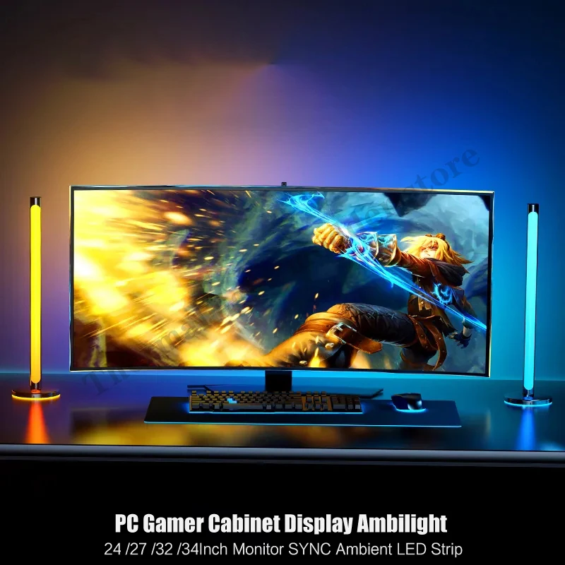 Computador Rgb Luz Atmosférica Quarto E-sport Monitor Desktop Ambilight Fundo 3d Faixa Led Música 5v Usb Controle de Software - Imagem 3