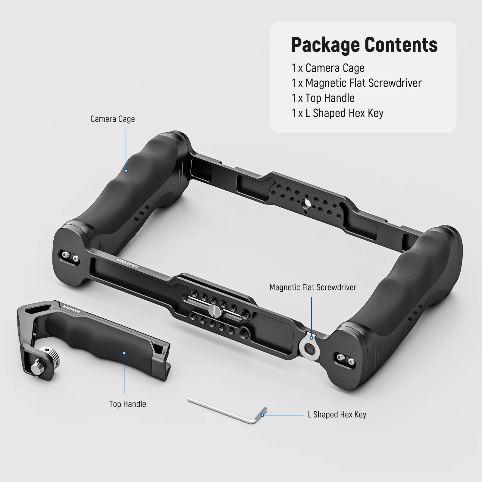 Neewer universeller Kamera käfig & oberer Griff mit 3/8 "Arri Locating Kit Video Rig Kamera Stabilisator mit Arca Typ Basis – Detail 8