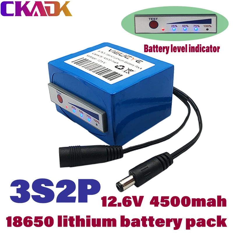 2022 11,1 В/12,6 в 18650 литиевая батарея 3s2p 12 В 4500 мА/ч Vis Detector Onderwater Vissen камера индикатор draagnaked Bron
