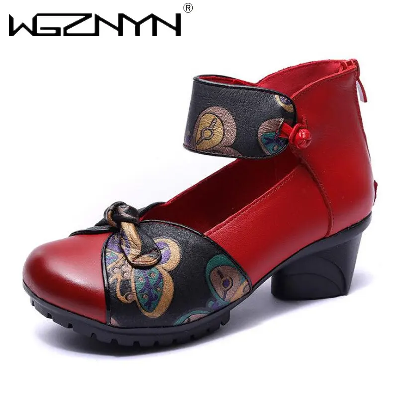 

Женские туфли-лодочки в стиле ретро на среднем квадратном каблуке, осенние элегантные туфли на толстой подошве, сандалии из натуральной кожи, 2023