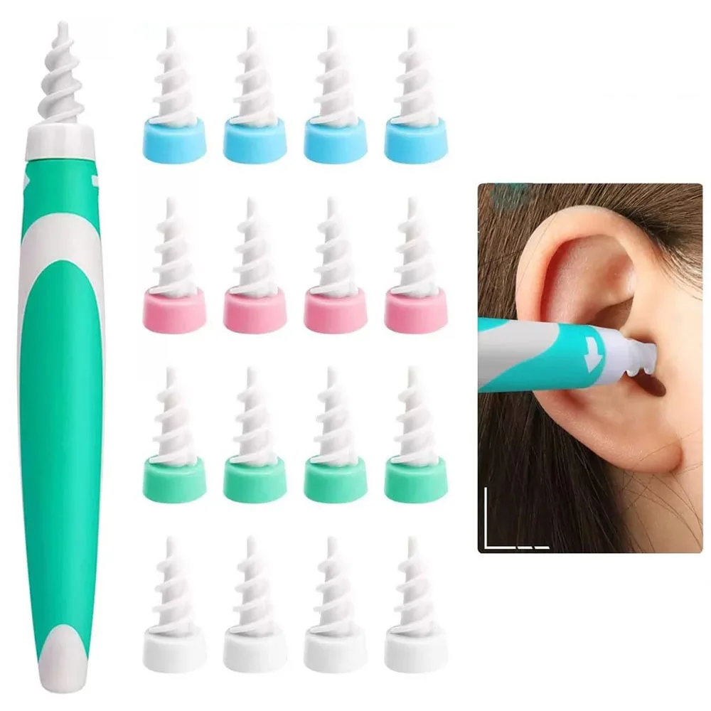 Ear Wax Cleaner Ear Wax Remover Tool With Soft Silicone 16 Replacement Tips To Grab And Extract Earwax