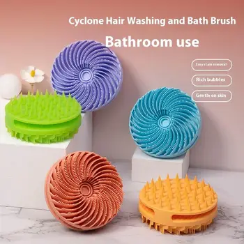 Spazzola per il corpo in silicone a doppia faccia, spugna esfoliante per doccia e massaggiatore per il cuoio capelluto, spazzola per shampoo per bambini, donne e uomini