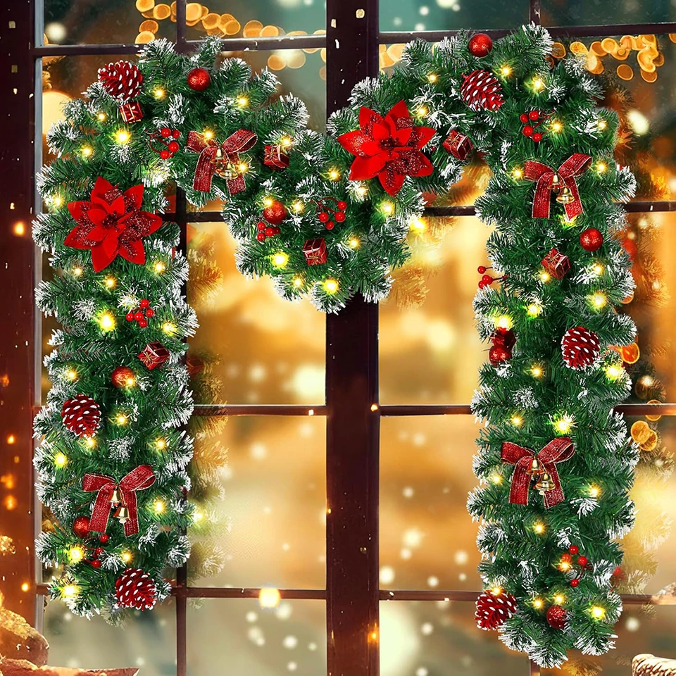 Nilvkv Artificial Christmas Garlands,1.5ft Green Rattan With Blue Fruit Decorations Led Lights Home Stairs Fireplace Front Porch Door Display Indoor Outdo Nilvkv Artificial Christmas Garlands,1.5ft Green Rattan With Blue Fruit Decorations Led Lights Home Stairs Fireplace Front Porch Door Display Indoor Outdo