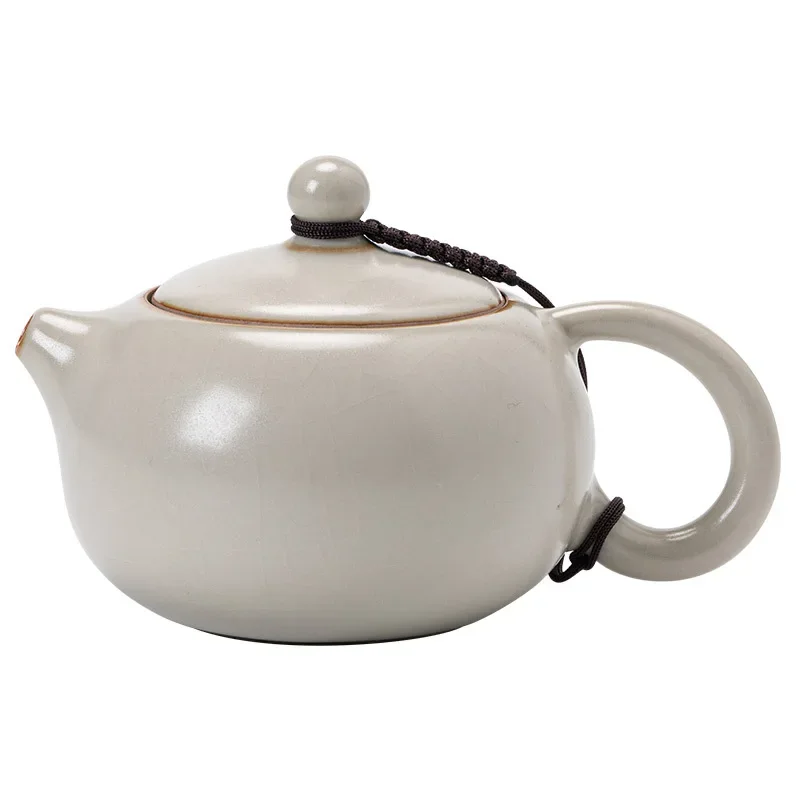 170ml Off White Ceramic Teapot Household High-end Ru Kiln Tea Pot Nourishing Kung Fu Tea Set Chinese Drinking Utensils