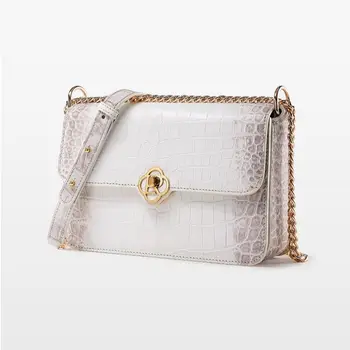 Crocodile Leather Shoulder Bag For Women's High-end Genuine Leather Lady Crossbody Bag 2023 New Luxury Small Square Bag 50