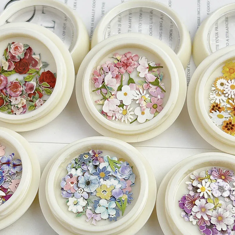 50 teile/schachtel Nagel Blume Ultra-dünne Holz Zellstoff Patch DIY Farbe Gemischt Kleine Daisy Rose Nagel Dekoration Schmuck Nagel kunst Zubehör – Detail 4
