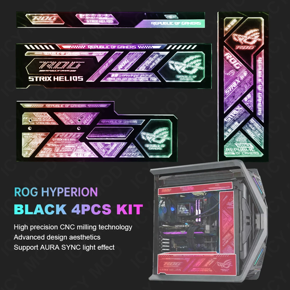 4Pcs ROG HYPERION GR701 Chassis ARGB Lighting ASUS PC Case Shroud Suede Panels Gamers Refit Kit 5V ARGB Laser MOD