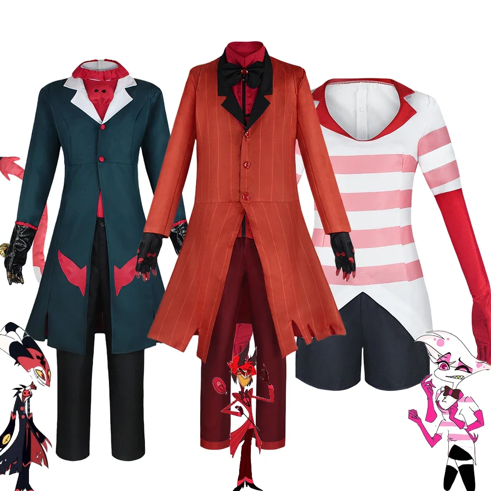 

Anime Alastor Hazbin Cosplay Costume Hotel Helluva Boss Blitzo Angel Dust Cosplay Uniform Suits Halloween Costumes for Men Women