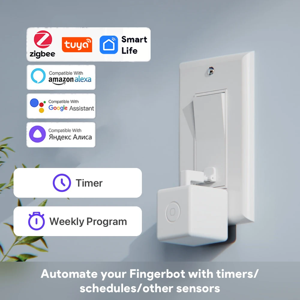 Tuya Zigbee Smart Fingerbot Plus Botão Interruptor Pressionador Braços de Toque Controle de Vida Trabalhar com Alexa Google Home Alice