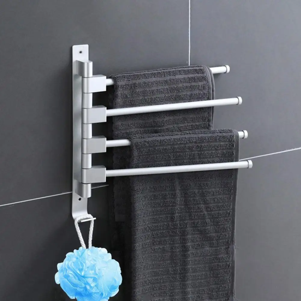 Towel Rack Anti-Slip Strong Load-Bearing Space Saving Towel Bar Rustproof Wall Mount Rotating Holder for Bathroom