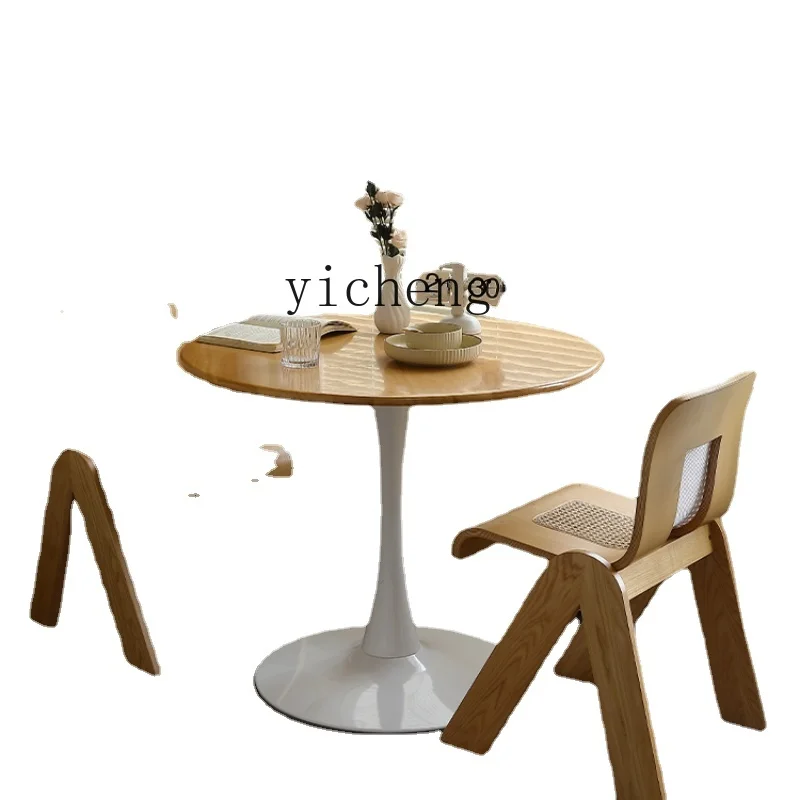 

Zf Simple Tulip round Dining Table and Chair Furniture Retro Small Apartment Balcony Negotiation Coffee Table