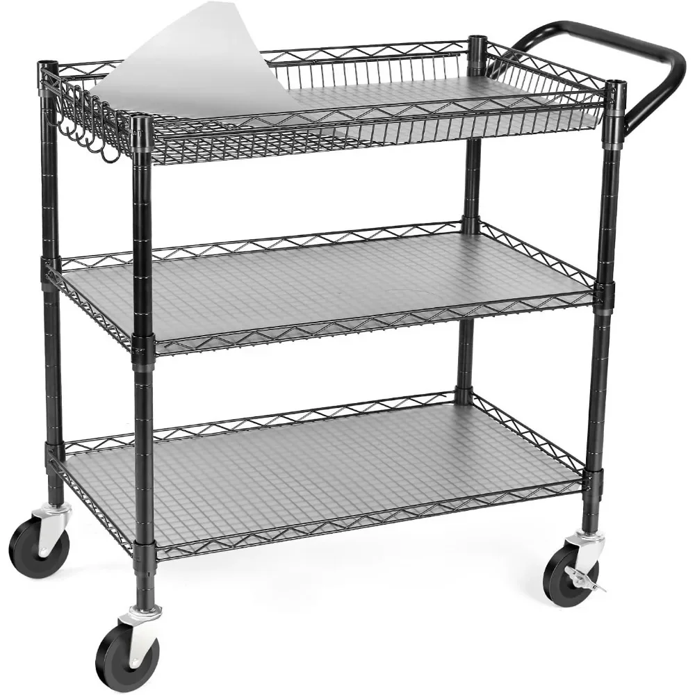 

990Lbs Capacity Heavy Duty Rolling Utility Cart, NSF Rolling Carts with Wheels,Commercial Grade Metal Cart with Handle