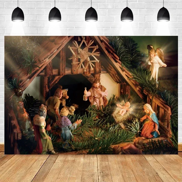 Description Picture 5 of itemChristmas Nativity Scene Backdrop  Jesus Birth Holy Cross Bible Theme  Perfect for Photography Photo Studio Wall Decor