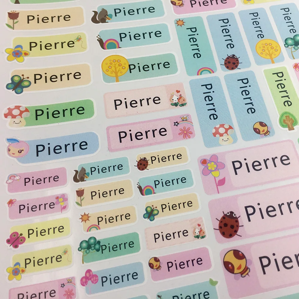 67Pcs Cartoon Personalized Name Tag Stickers Waterproof Baby Lunch Box Bottle School Stationery Custom Labels Decals Sticker korea ins fresh flower flamingo cute stickers waterproof creative writable labels name paster stationery diy decorative sticker