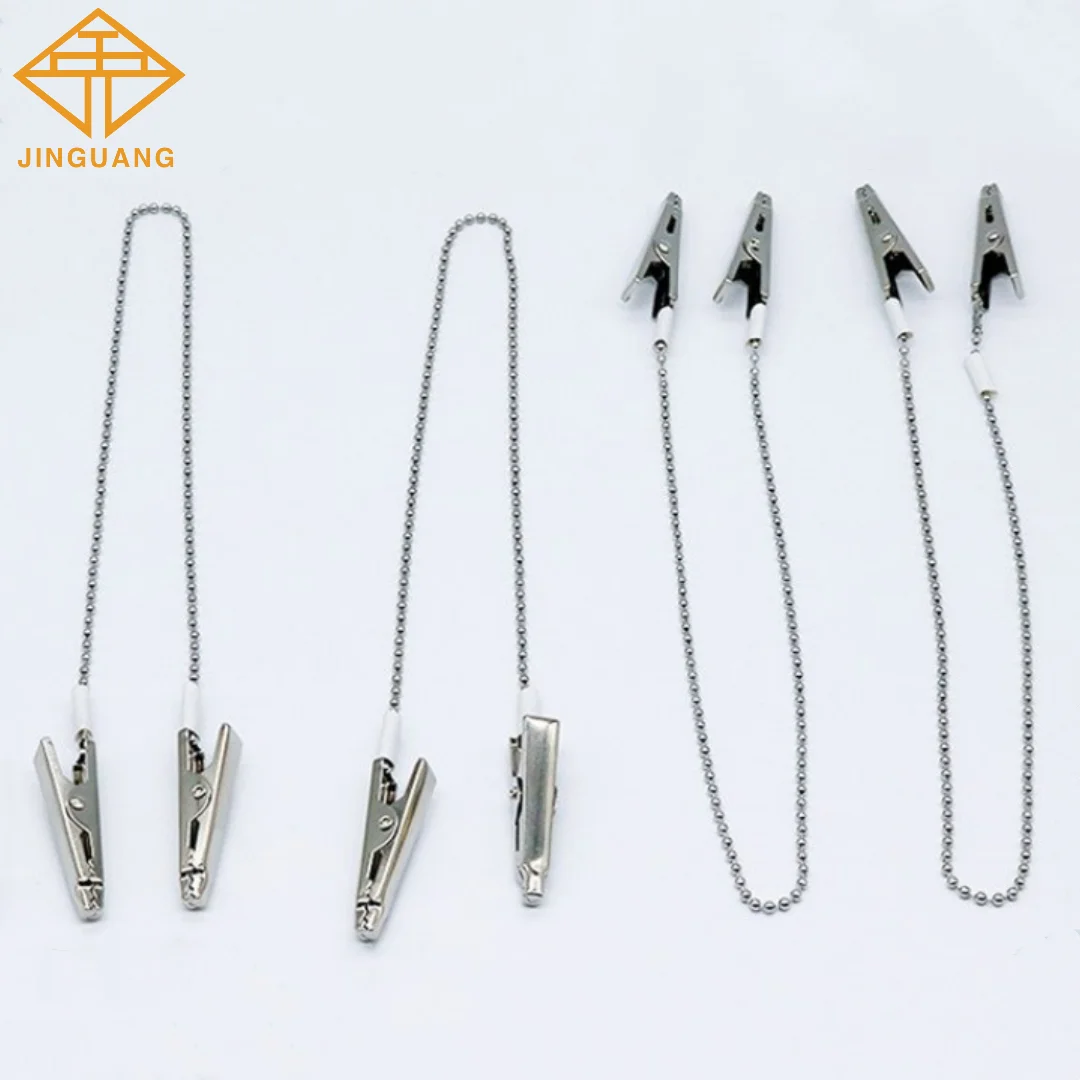 50pcs Dental Scarf Clip Metal Ball Chain Stainless Napkin Holder Bib