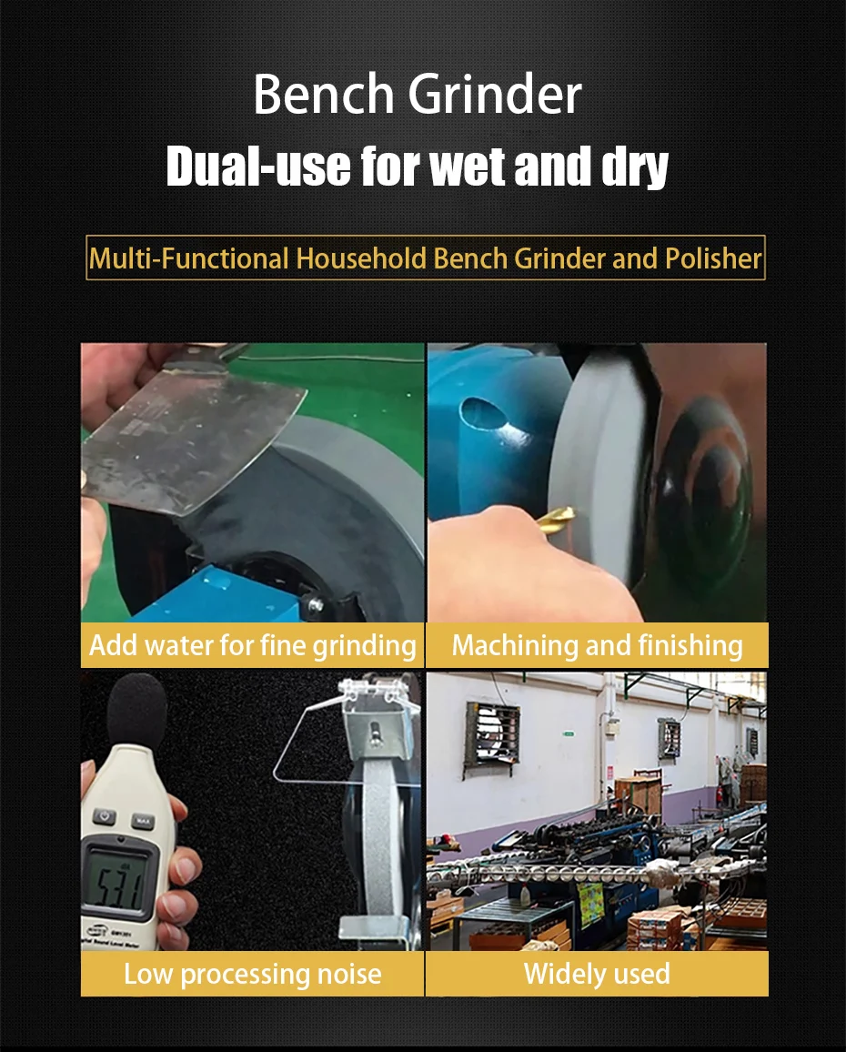 Portable Benchtop Grinder Polisher 220V - Adjustable Speed Grinding Tool for DIY