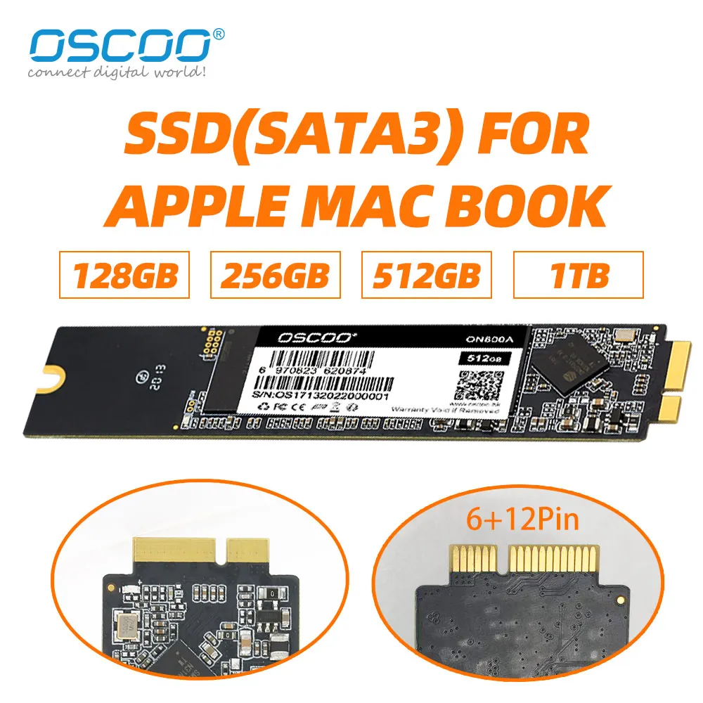 Твердотельный накопитель OSCOO SSD для Macbook Air A1370 A1369, 128 ГБ, 256 ГБ, 512 ГБ, 1 ТБ, 2010 дюйма, 2011 дюйма