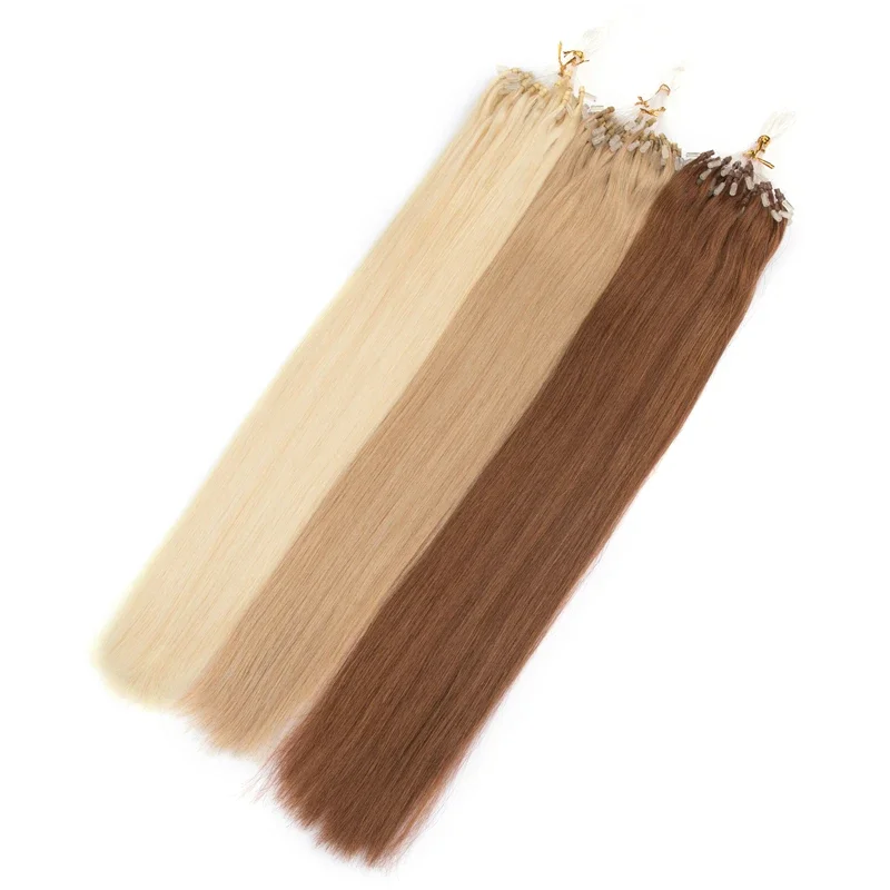 Micro Loop Fusion Human Hair Straight Soft Fishing Line Human Hair Extension Invisible Fishing Line Salon For Women Natural