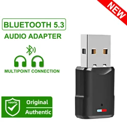 Ultra - Compact Bluetooth 5.3 Wireless Audio Transmitter - Driver - Free Plug & Play Audio Adapter (Black - NEW)