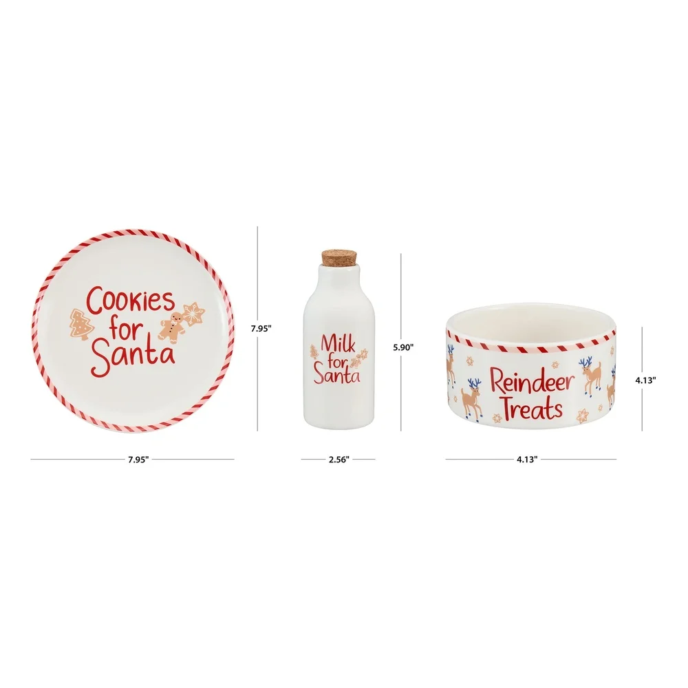 Santa Cookie Plate and Milk Bottle Set 2